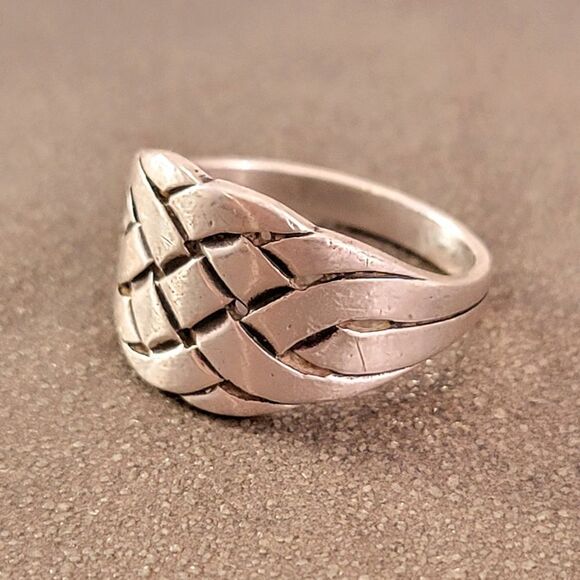 Retired James Avery Sterling Wide Woven Ring - Picture 4 of 8